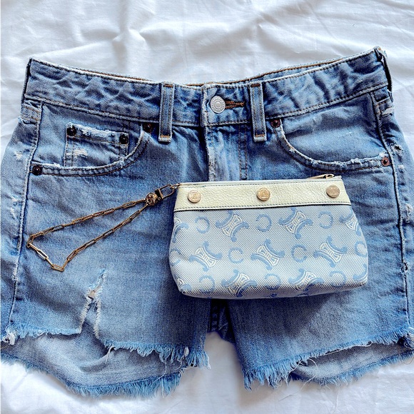 Celine Handbags - Authentic Celine monogram Blue and White Clutch